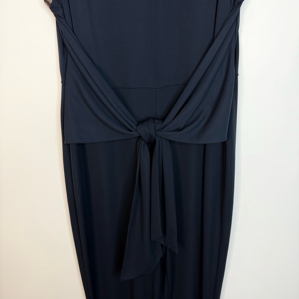 Lauren Ralph Lauren Navy Tie-Front Jersey Sleeveless Jumpsuit Brown Trim XL - Picture 4 of 11